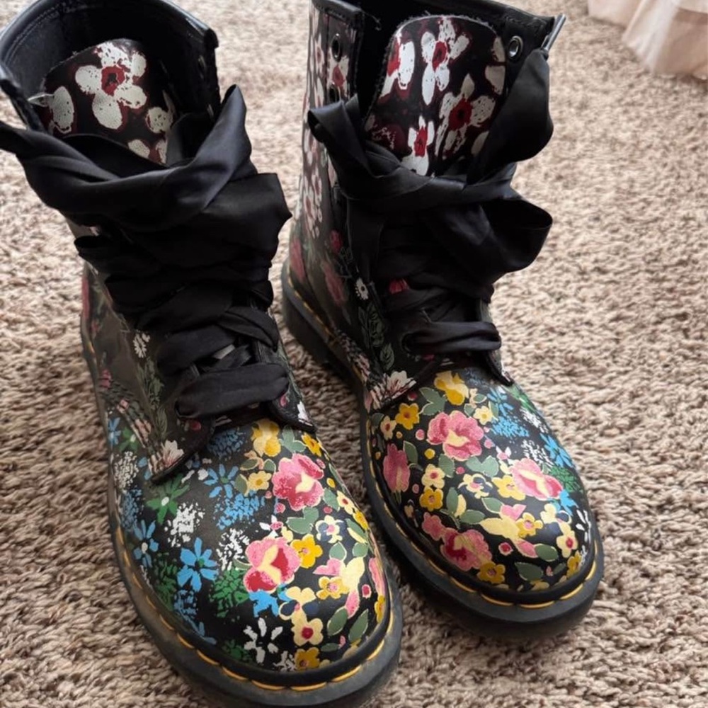 Dr. Martens Black Floral Boots